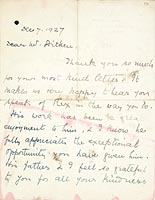 Letter from Helen Whistler to Charles Aitken