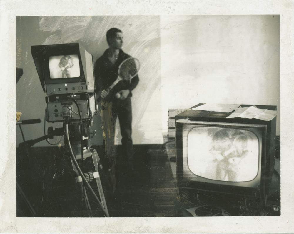 Steve Paxton with sound-wired tennis racket and infrared television system for Rauschenberg’s Open Score 1966&amp;nbsp;Photo: Robert Rauschenberg.&amp;nbsp;