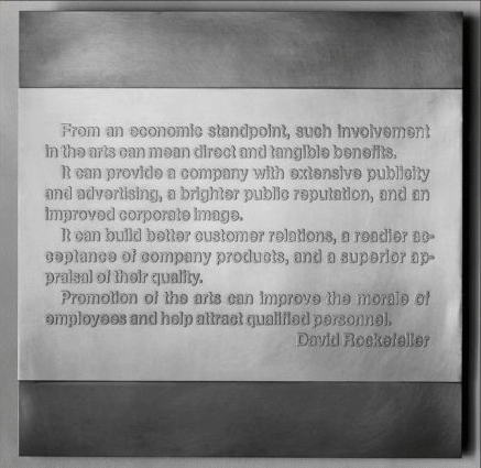 Hans Haacke On Social Grease (quote David Rockefeller; one of six panels) 1975 Hans Haacke On Social Grease (quote David Rockefeller; one of six panels) 1975