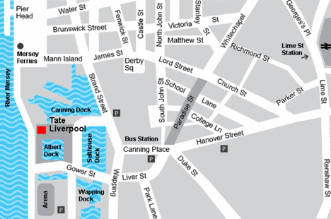 Map illustrating location of Tate Liverpool Map illustrating location of Tate Liverpool