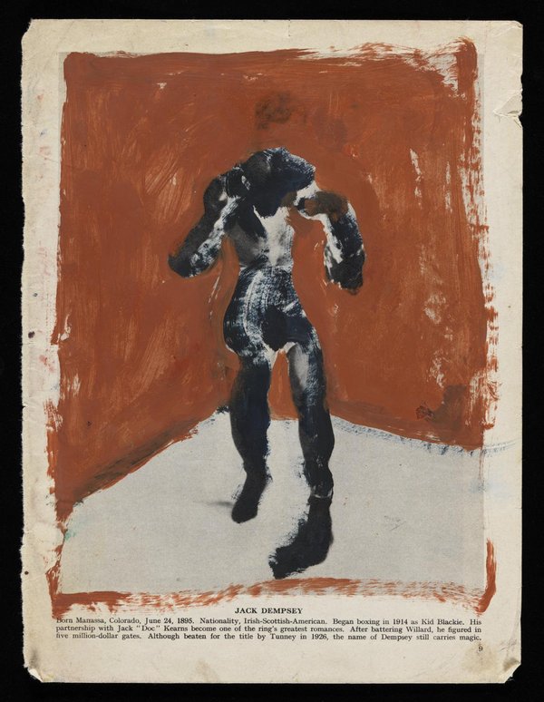 Extract from unidentified boxing magazine with photograph of Jack Dempsey and Gene Tunney, Francis Bacon 1909–1992, © The Estate of Francis Bacon. All rights reserved. DACS 2016 & © reserved