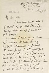 Letter from Roger Fry to Clive Bell