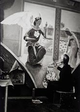 Vanessa Bell working on The Annunciation mural