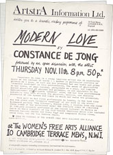 Flyer for Constance de Jong performance