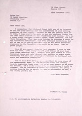 Letter from Barbara Reise to Brian Eno