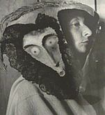 Kati Horna, Portrait of Remedios Varo in a mask by Leonora Carrington, c. 1957