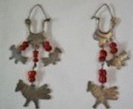 Chiseled silver and fused glass earrings, 