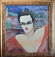 Nahui Olin (Carmen Mondragón), Hombre con bata de seda roja, c. 1930