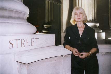 Barbara Steveni outside of the Department of Culture, 2001.