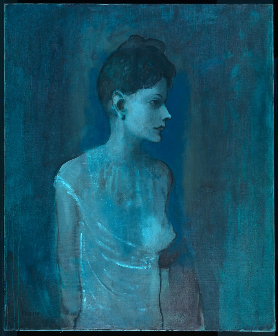 Girl in a Chemise c.1905 under ultraviolet (UV) light