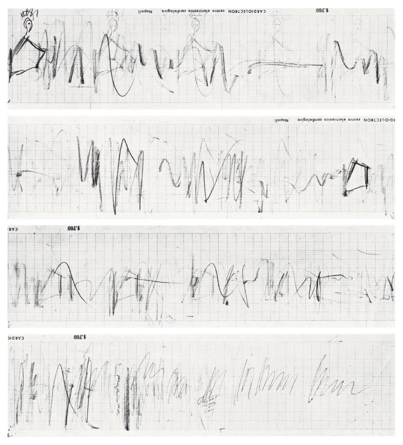 Fig.8 Film ancora dal Diagramma Terremoto di Mario Franco (Joseph Beuys, Napoli 1981) 1997, che mostra i dettagli del Diagramma Terremoto a Napoli, 1981 © Mario Franco