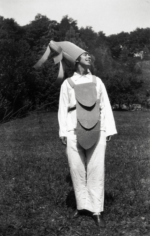 Sophie Taeuber-Arp in costume for a housewarming party organised by artist Walter Helbig, Ascona, Switzerland August. 1925 Fondation Arp, Clamart, France