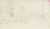 J.M.W. Turner, View of the Hofpoort in Rotterdam with the Blauwe Molen and St. Lawrence ?1833
