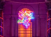 Jhansi Ki Rani neon on the front of Tate Britain 