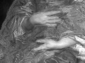 Fig.13 Infrared reflectograph detail of the hands and dress of the woman on the right