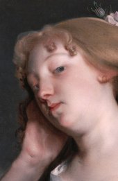 Fig.2 Detail of the face of Portrait of a Lady as a Shepherdess c.1670