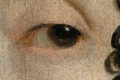 Fig.9 Detail of the sitter’s left eye, showing translucent reddish brown outlines
