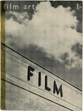 Front cover of Film Art magazine, showing a black-and-white photograph of the top of a building's facade with lettering on it spelling FILM, against a bright, cloudy sky