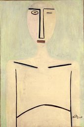 Image of Wifredo Lam's painting Young Woman on a Light Green Background from 1938 