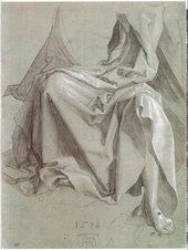Albrecht Durer Study of Drapery 1508 drawing of the clothing drapery of a seated figure