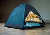 Tracey Emin Everyone I Have Ever Slept With, 1963–95 1995 Appliqued tent, mattress and light 122 x 245 x 215 cm