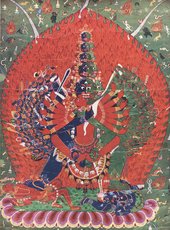 Mystical Form of Samvara with Seventy-Four Arms Embracing His Sakti with Twelve Arms, Nepal, seventeenth century