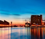 Salford Quays Manchester home to Media City UK The Lowry and Imperial War Museum North