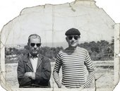 Peter Blake and Joe Tilson; black and white photo