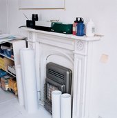 Bridget Riley's West London terrace house (fireplace)