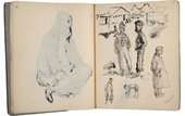 James Boswell Untitled, six studies of men and boys from a sketchbook covering Boswell's posting to Iraq 1942–3 Ink on paper; sp