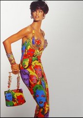 Supermodel Linda Evangelista in the Andy Warhol inspired 'Marilyn' dress by Gianni Versace, photographed by Irving Penn in 1991