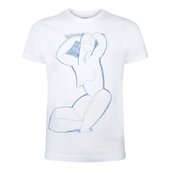 line drawing on a nude woman in Egyptian style on a white t-shirt