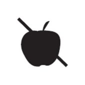 black icon of an apple with a cross
