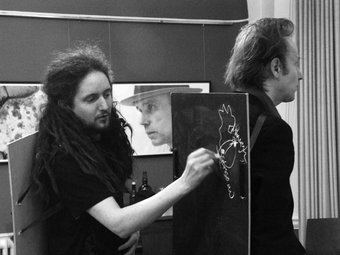 Fig.13 Arte / non arte (David Dobz O'Brien, a sinistra, e Fergal Gaynor, a destra) al simposio di Beuys al Goethe Institute, Dublino, 2006