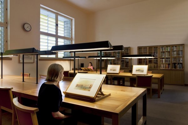 Photograph of visitors viewing watercolours in Tate's Prints and Drawings Room