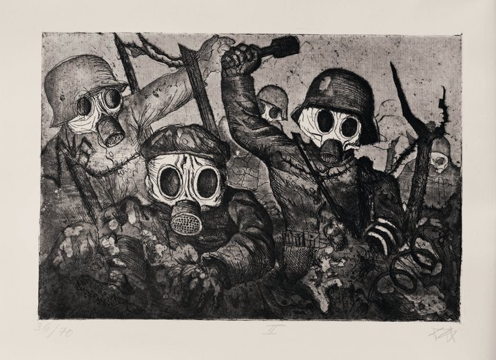 Otto Dix, Assault Troops Advance under Gas (Sturmtruppe geht unter Gas vor), 1924