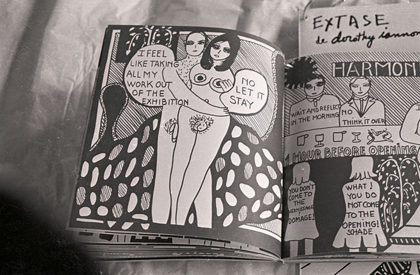 Fig.19 Due pagine dell'opera grafica di Dorothy Iannone per la mostra Strategy: Get Arts presso l'Edinburgh College of Art, 1970