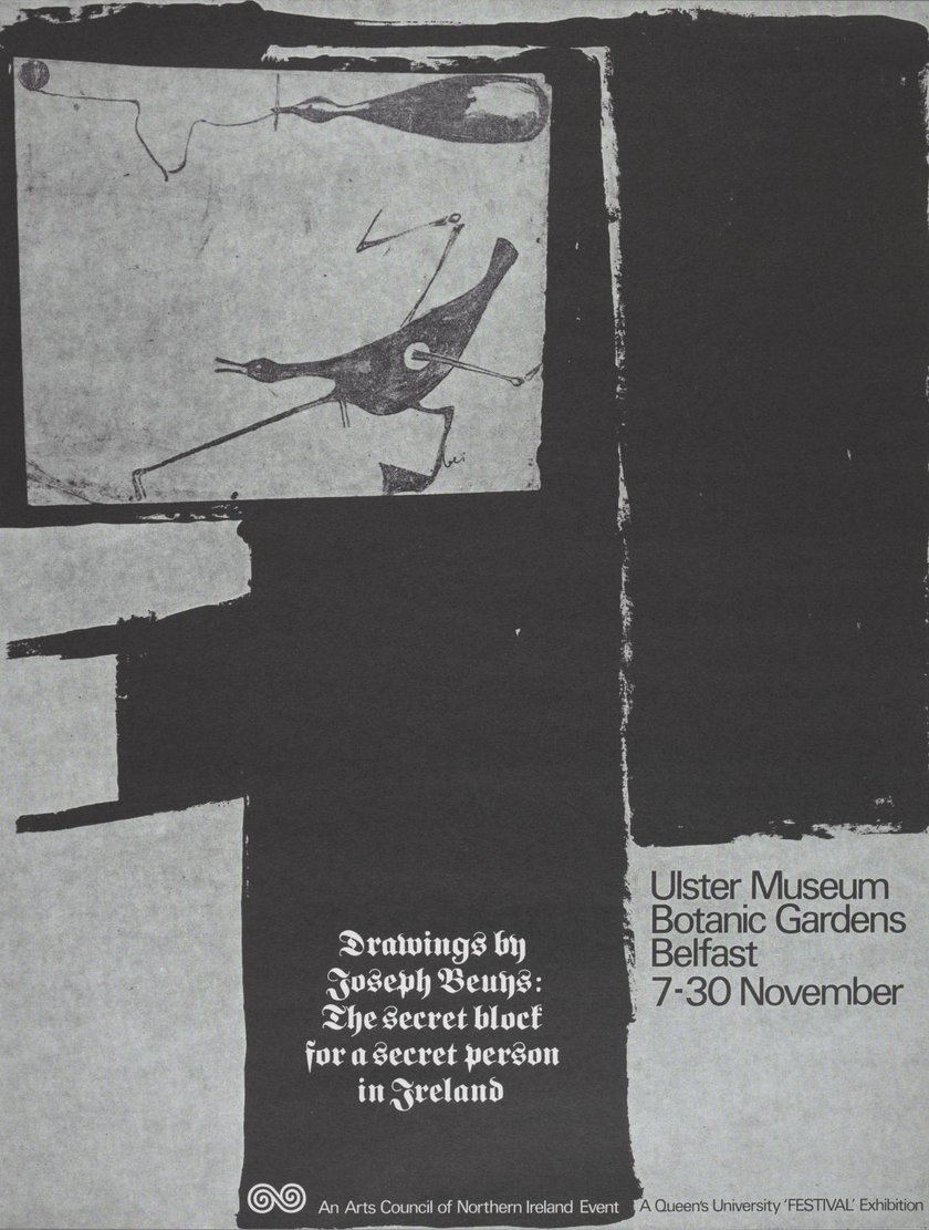 Fig.5 Joseph Beuys, Disegni di Joseph Beuys: il blocco segreto per una persona segreta in Irlanda. Ulster Museum Botanic Gardens, Belfast 1974